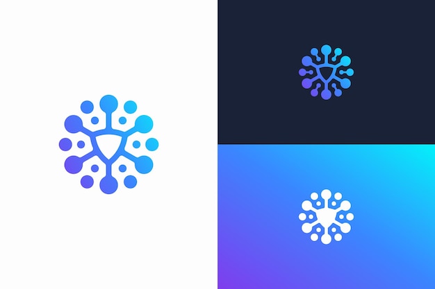plantilla de diseño del logotipo del escudo molecular
