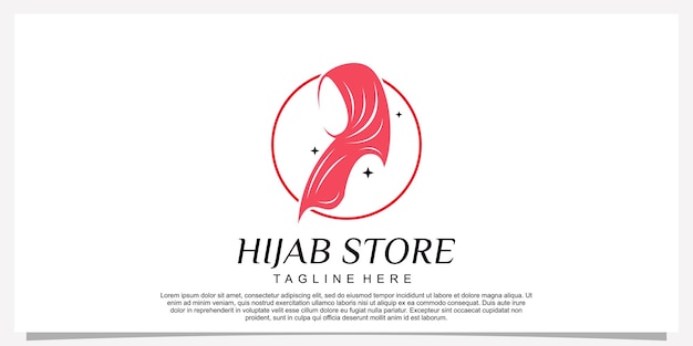 Plantilla de diseño de logotipo de estilo hijab con concepto único Vector Premium