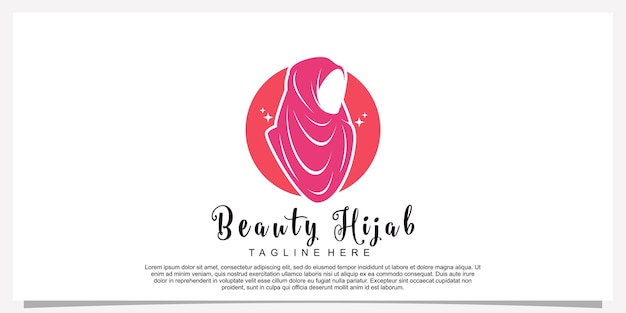 Plantilla de diseño de logotipo de estilo hijab con concepto único Vector Premium