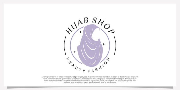 Plantilla de diseño de logotipo de estilo hijab con concepto único Vector Premium