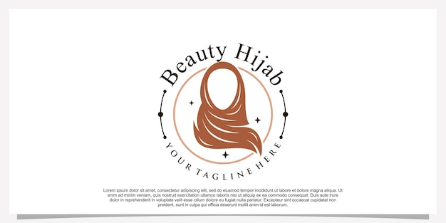 Plantilla de diseño de logotipo de estilo hijab con concepto único Vector Premium