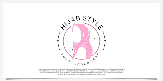 Plantilla de diseño de logotipo de estilo hijab con concepto único Vector Premium