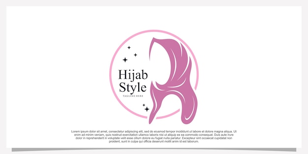 Plantilla de diseño de logotipo de estilo hijab con concepto único Vector Premium