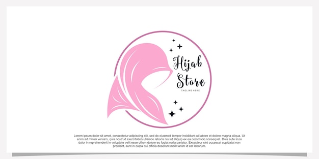 Plantilla de diseño de logotipo de estilo hijab con concepto único Vector Premium