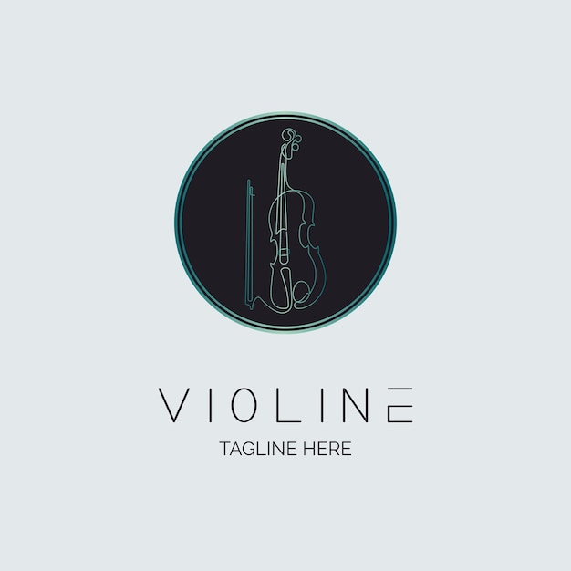 Plantilla de diseño de logotipo de estilo de línea de violín para estudio de música de marca o empresa y otros
