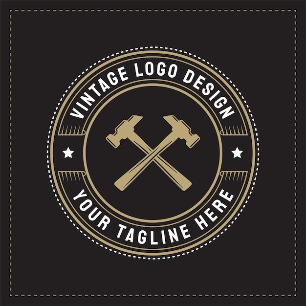 Plantilla de diseño de logotipo de estilo vintage retro martillo manitas