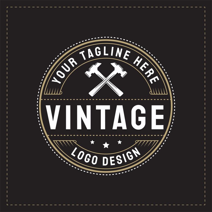 Plantilla de diseño de logotipo de estilo vintage retro martillo manitas
