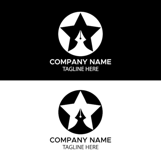 Plantilla de diseño del logotipo de la estrella negra y blanca