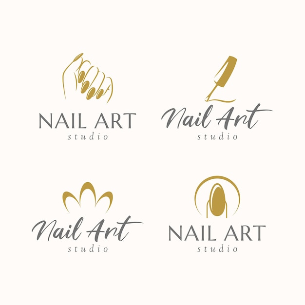 Vector plantilla de diseño de logotipo de estudio de uñas para salón de belleza, barra de uñas, manicura.