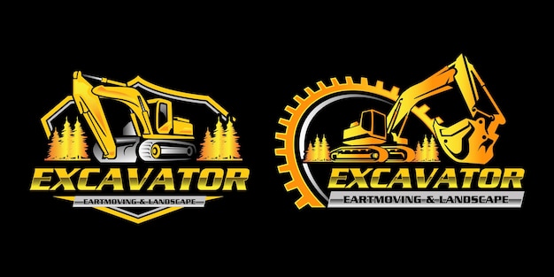 plantilla de diseño del logotipo de la excavadora de construcción pesada