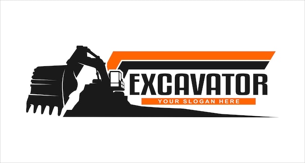 plantilla de diseño del logotipo de la excavadora vehículo de transporte pesado equipo de minería