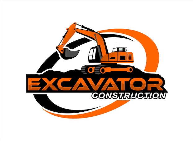 plantilla de diseño del logotipo de la excavadora vehículo de transporte pesado equipo de minería