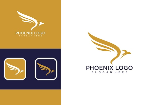 Vector plantilla de diseño de logotipo de fénix abstracto