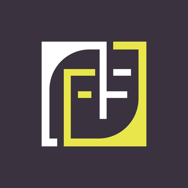 plantilla de diseño de logotipo FF vectorial con fondo cuadrado