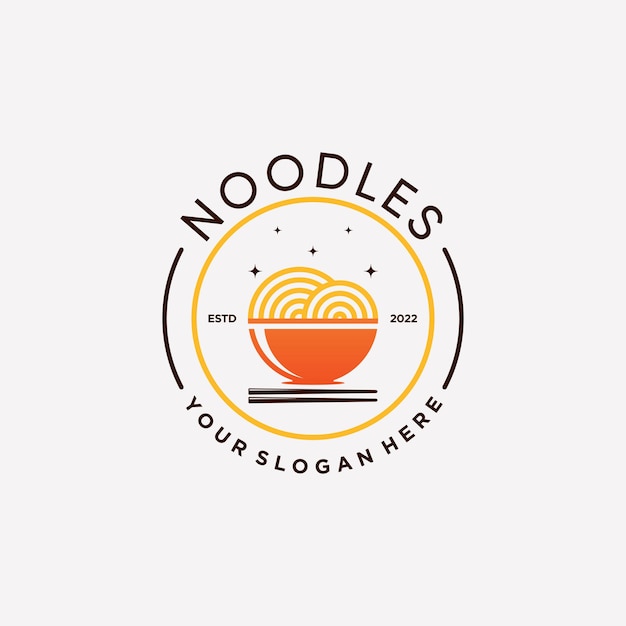 Plantilla de diseño de logotipo de fideos para restaurante de ramen con concepto de elemento creativo