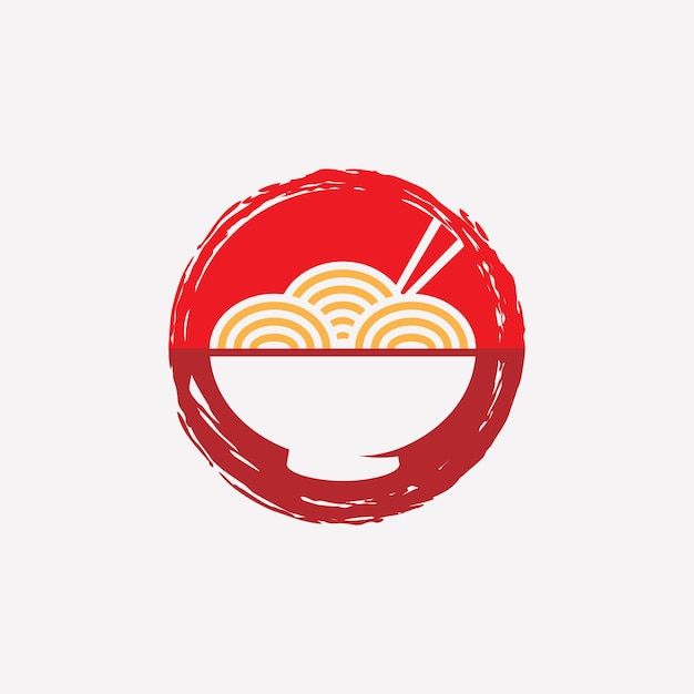 Plantilla de diseño de logotipo de fideos para restaurante de ramen con concepto de elemento creativo