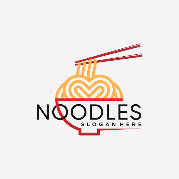 Plantilla de diseño de logotipo de fideos para restaurante de ramen con concepto de elemento creativo