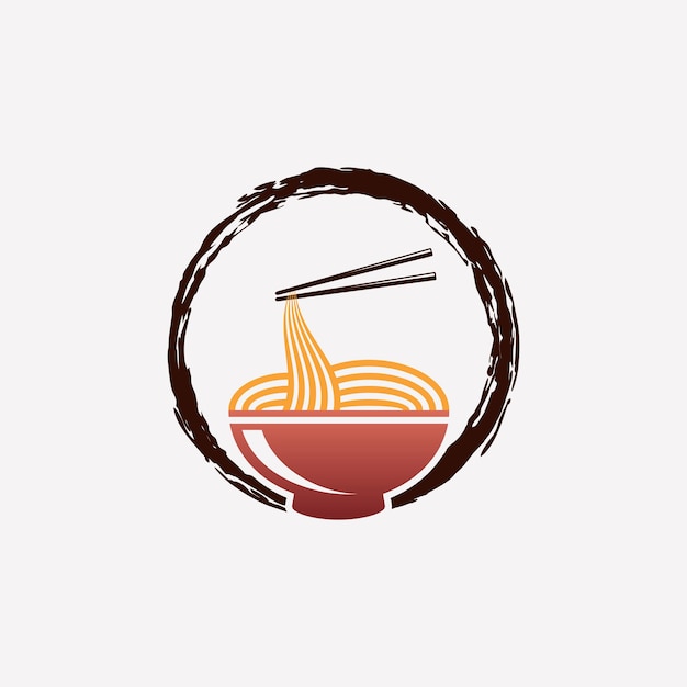 Plantilla de diseño de logotipo de fideos para restaurante de ramen con concepto de elemento creativo