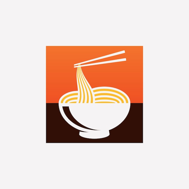 Plantilla de diseño de logotipo de fideos para restaurante de ramen con concepto de elemento creativo