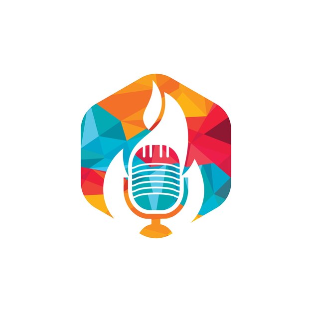 Plantilla de diseño de logotipo de Fire Podcast