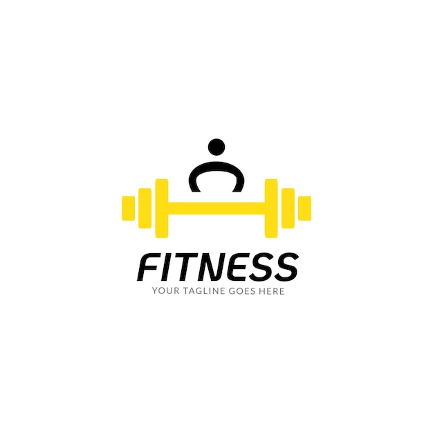 Plantilla de diseño de logotipo Fitness Gym con ejercicio atlético hombre y mujer aislado en blanco.