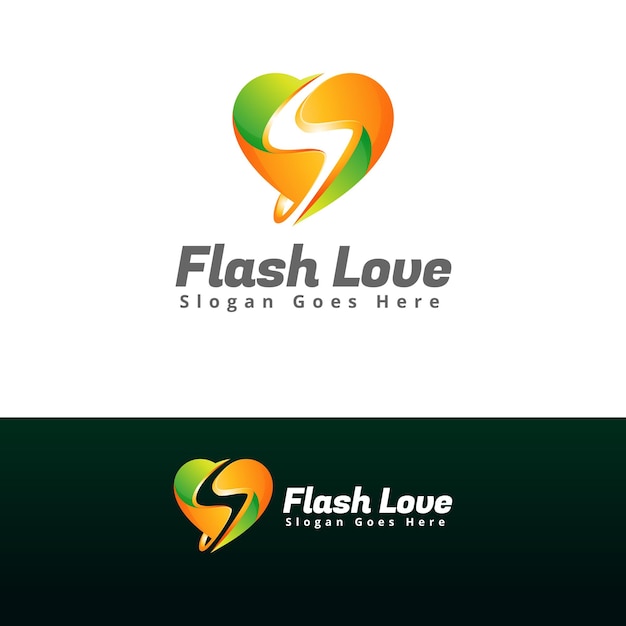 Plantilla de diseño de logotipo flash love