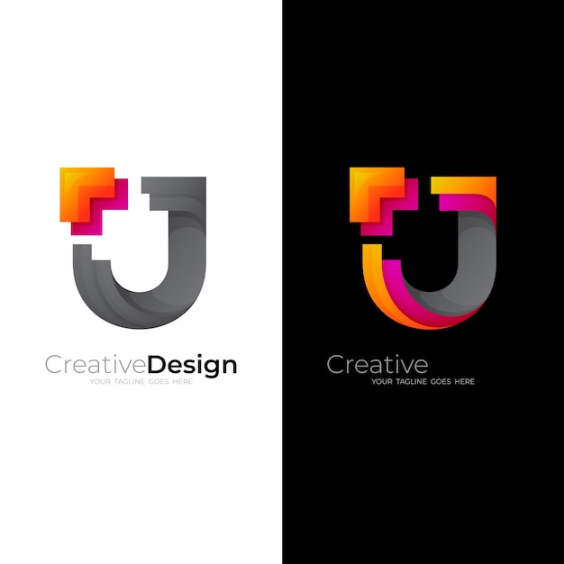 Plantilla de diseño de logotipo y flecha de escudo, icono colorido