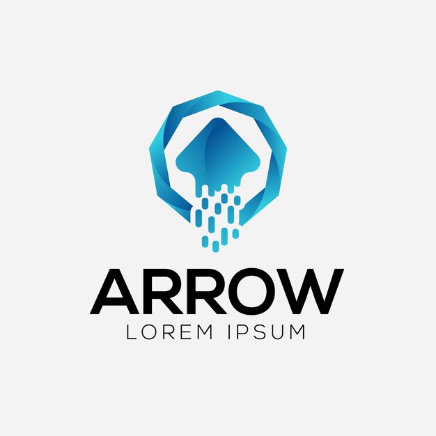 Plantilla de diseño de logotipo de flecha hexagonal moderna