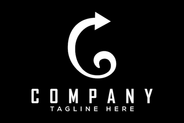 Plantilla de diseño de logotipo de flecha minimalista sobre fondo negro