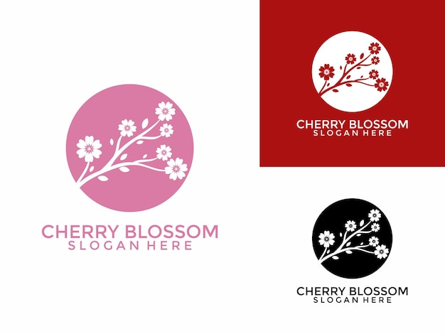 plantilla de diseño de logotipo de la flor de cerezo japonesa ilustración vectorial del logotipo de Sakura
