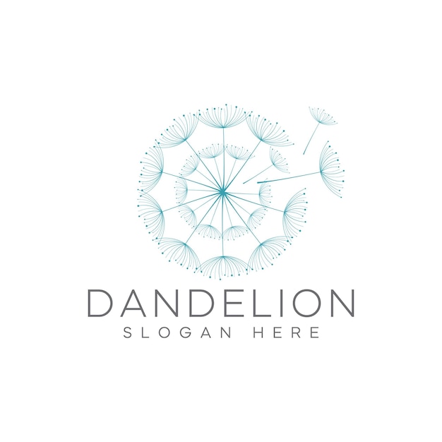 plantilla de diseño del logotipo de la flor de diente de león