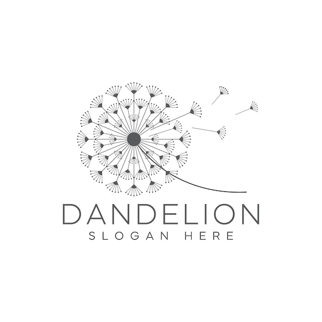 plantilla de diseño del logotipo de la flor de diente de león
