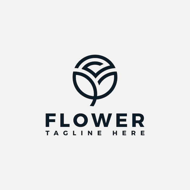 Plantilla de diseño de logotipo de flor mínima