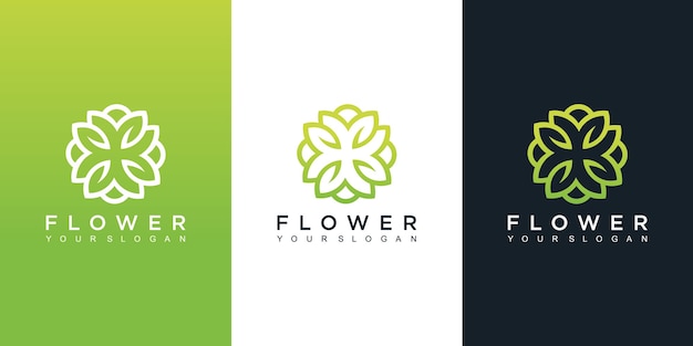 Plantilla de diseño de logotipo de flores en diferentes colores.