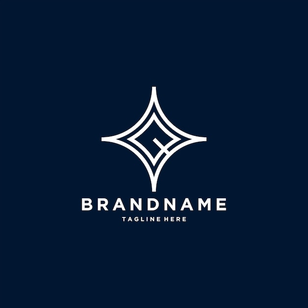 Plantilla de diseño de logotipo de forma de estrella de letra inicial abstracta Q