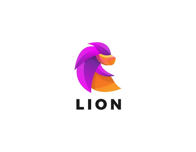 Plantilla de diseño de logotipo de forma de león abstracto limpio