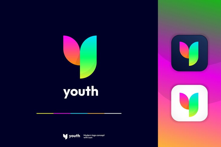 Vector plantilla de diseño de logotipo de forma de letra y simple abstracto moderno con icono