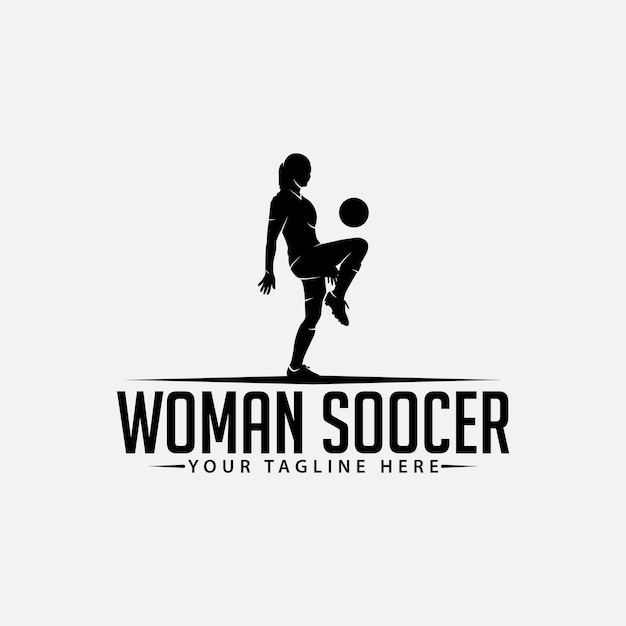 Plantilla de diseño de logotipo de fútbol de mujer