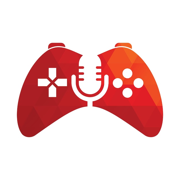 Plantilla de diseño de logotipo de gamepad y podcast