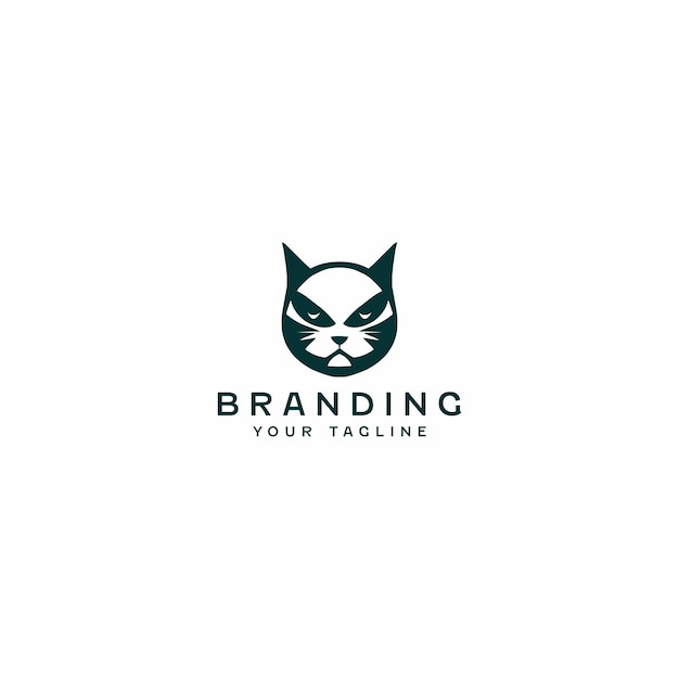 Plantilla de diseño de logotipo de gato loco enojado
