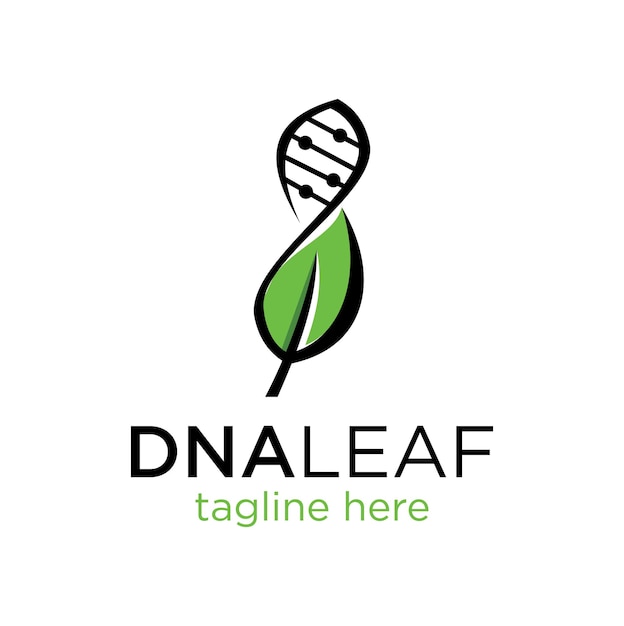 Plantilla de diseño de logotipo genético de ADN de hoja natural
