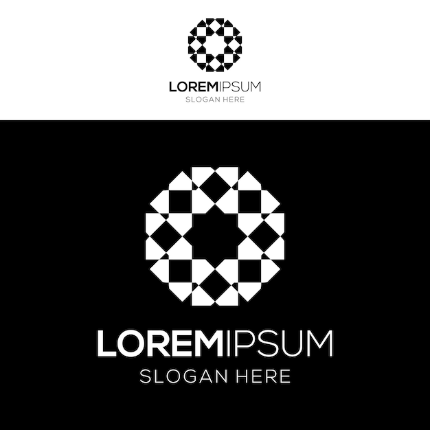 plantilla de diseño de logotipo geométrico islámico árabe en blanco y negro