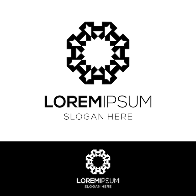 plantilla de diseño de logotipo geométrico islámico árabe en blanco y negro