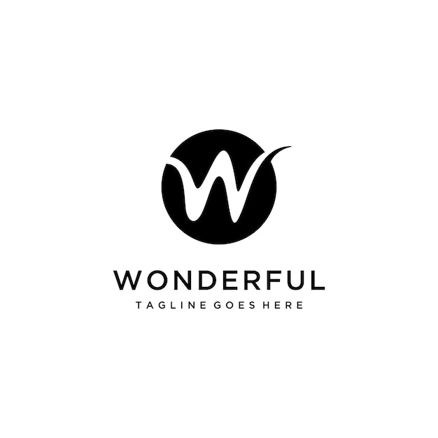 Plantilla de diseño de logotipo geométrico de signo de círculo W moderno de ilustración creativa
