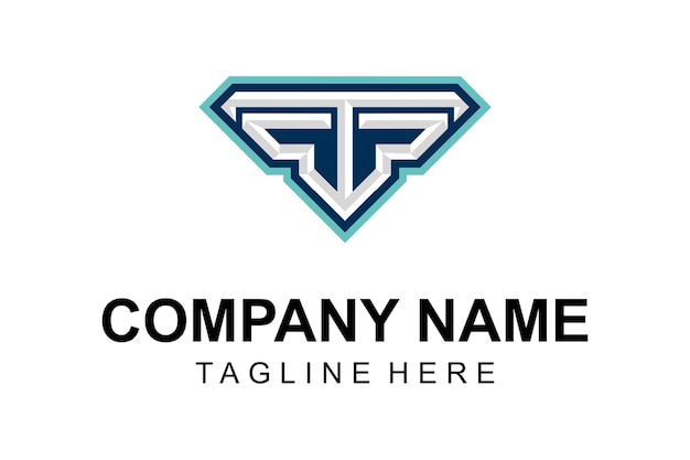 Plantilla de diseño de logotipo geométrico de signo de escudo de diamante T moderno de ilustración creativa