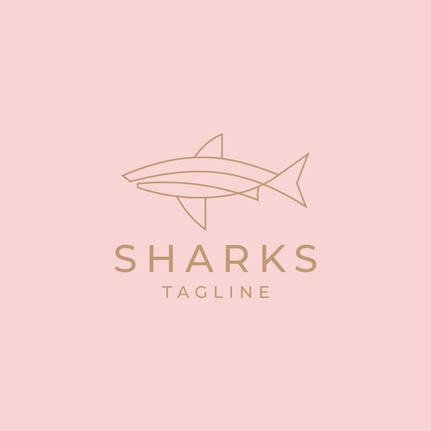 Plantilla de diseño de logotipo geométrico de tiburón
