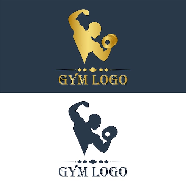 plantilla de diseño del logotipo del gimnasio dorado