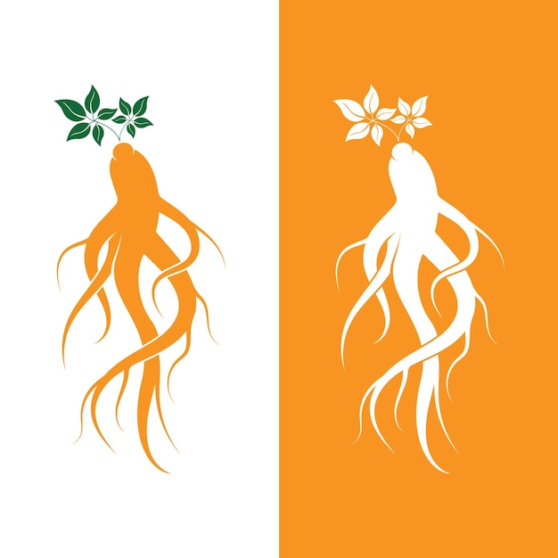 Plantilla de diseño de logotipo de ginseng e icono de símbolo