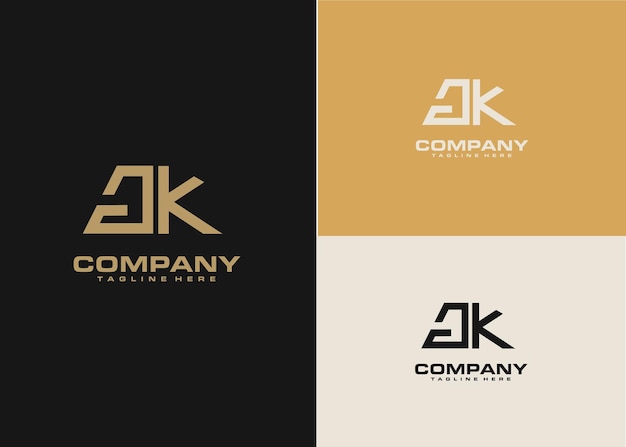 Plantilla de diseño de logotipo gk de letra inicial de monograma moderno