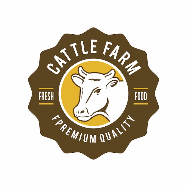 plantilla de diseño de logotipo de granja de ganado vacuno ilustración vectorial de diseño de vaca